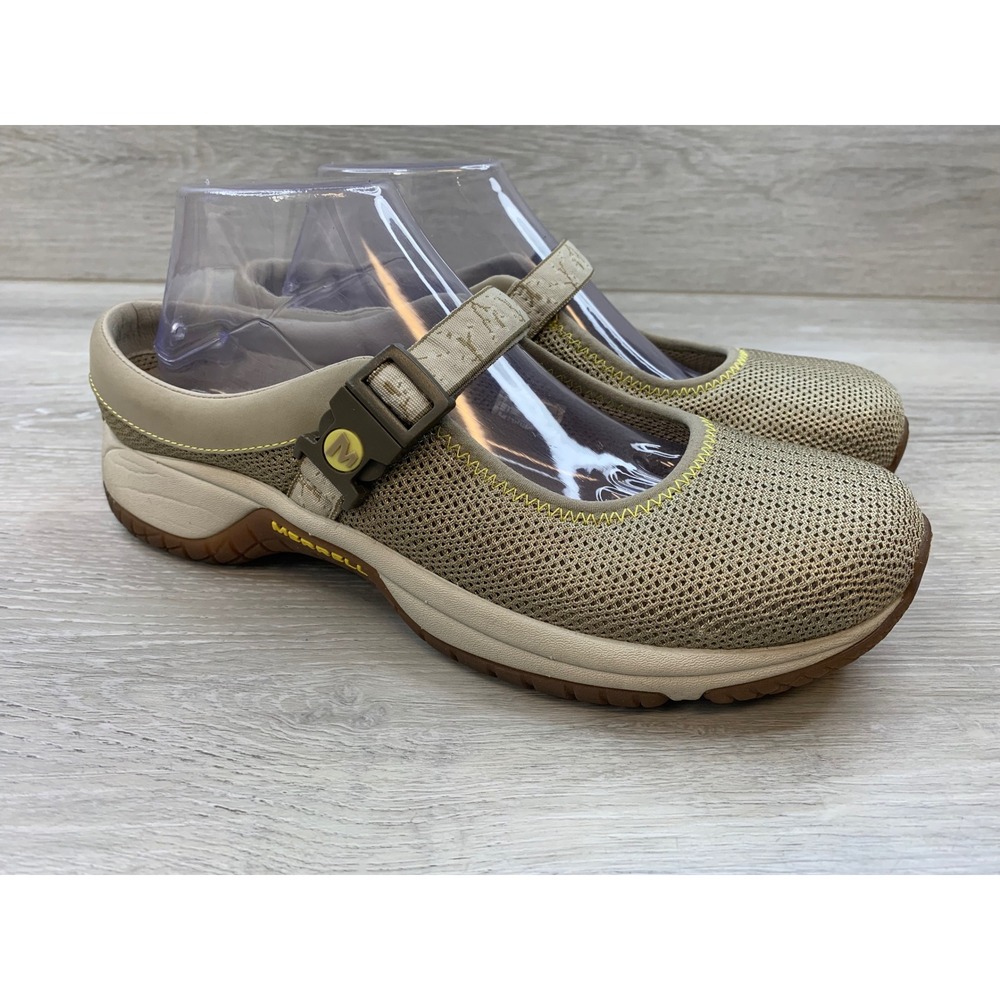 Merrell Encore MJ Beige Mary Jane Mesh Clogs Women's 9.5 Walking Trail Shoes